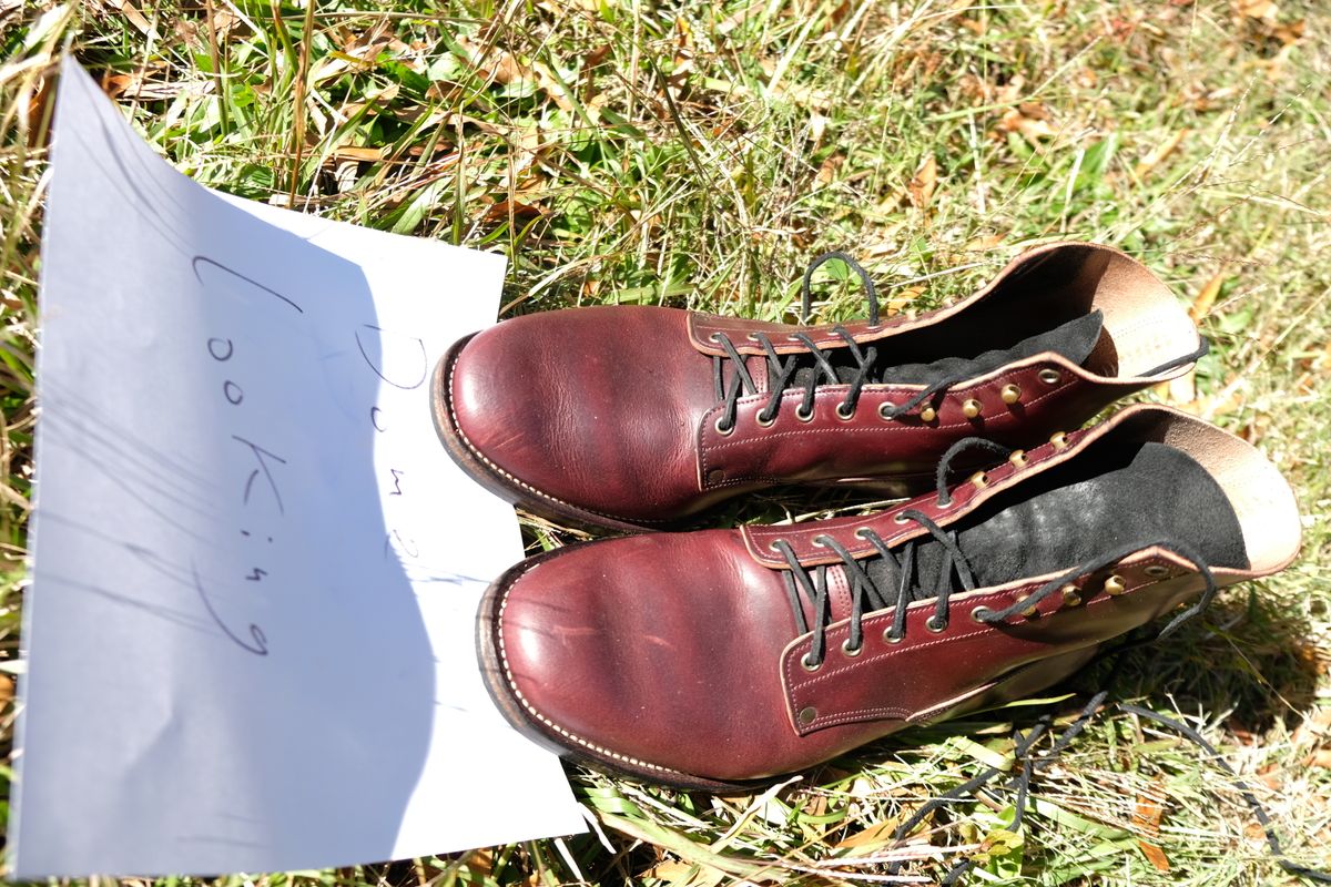 Photo by morosoleatherworks on November 5, 2025 of the NF Bootmaker Fritz Boot in Wickett & Craig Burgundy Burnt Harness.