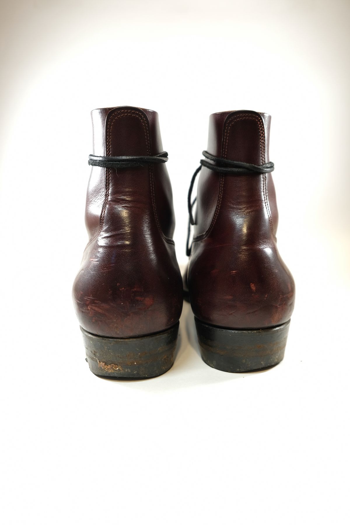 Photo by morosoleatherworks on December 5, 2025 of the NF Bootmaker Fritz Boot in Wickett & Craig Burgundy Burnt Harness.