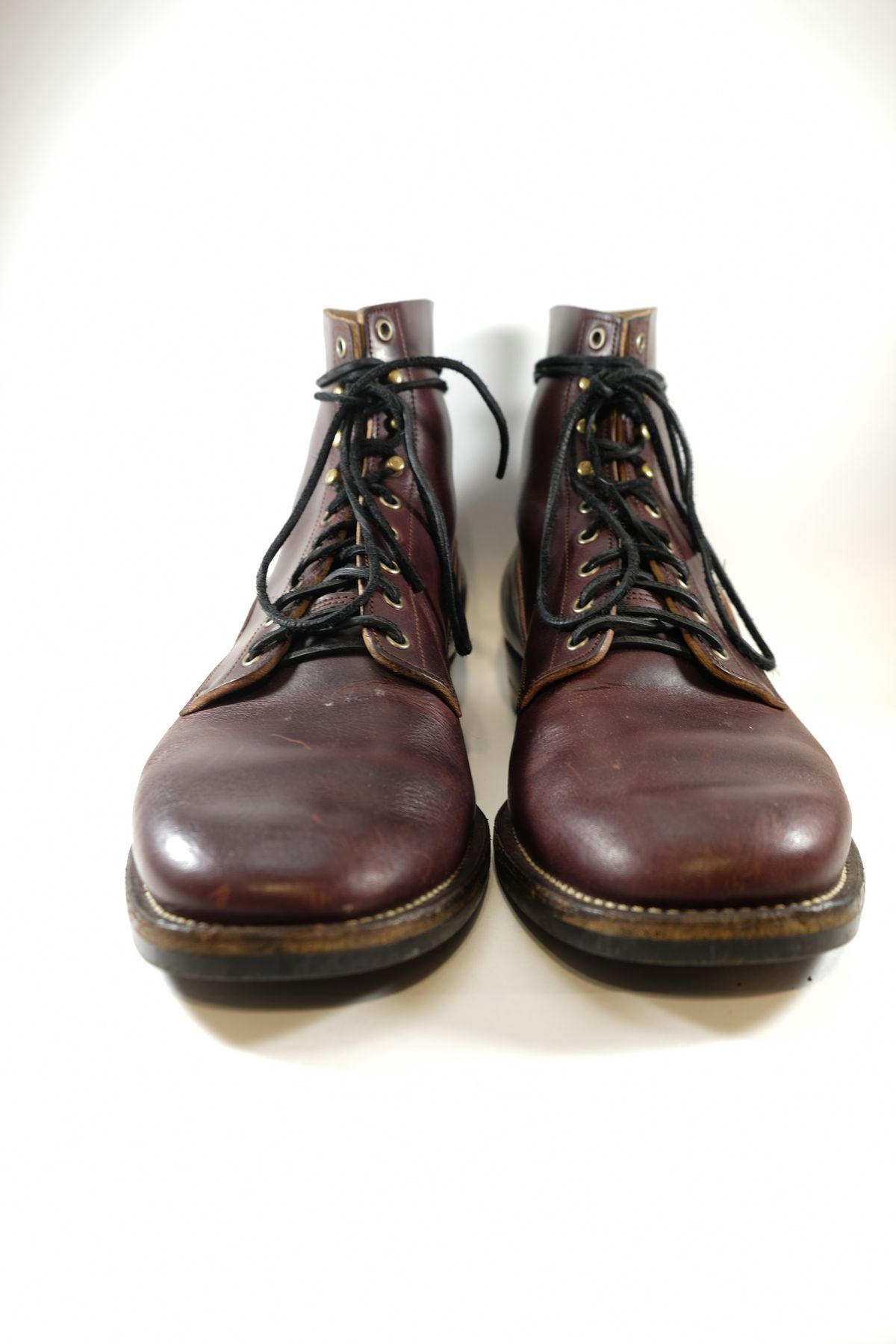 Photo by morosoleatherworks on December 5, 2025 of the NF Bootmaker Fritz Boot in Wickett & Craig Burgundy Burnt Harness.