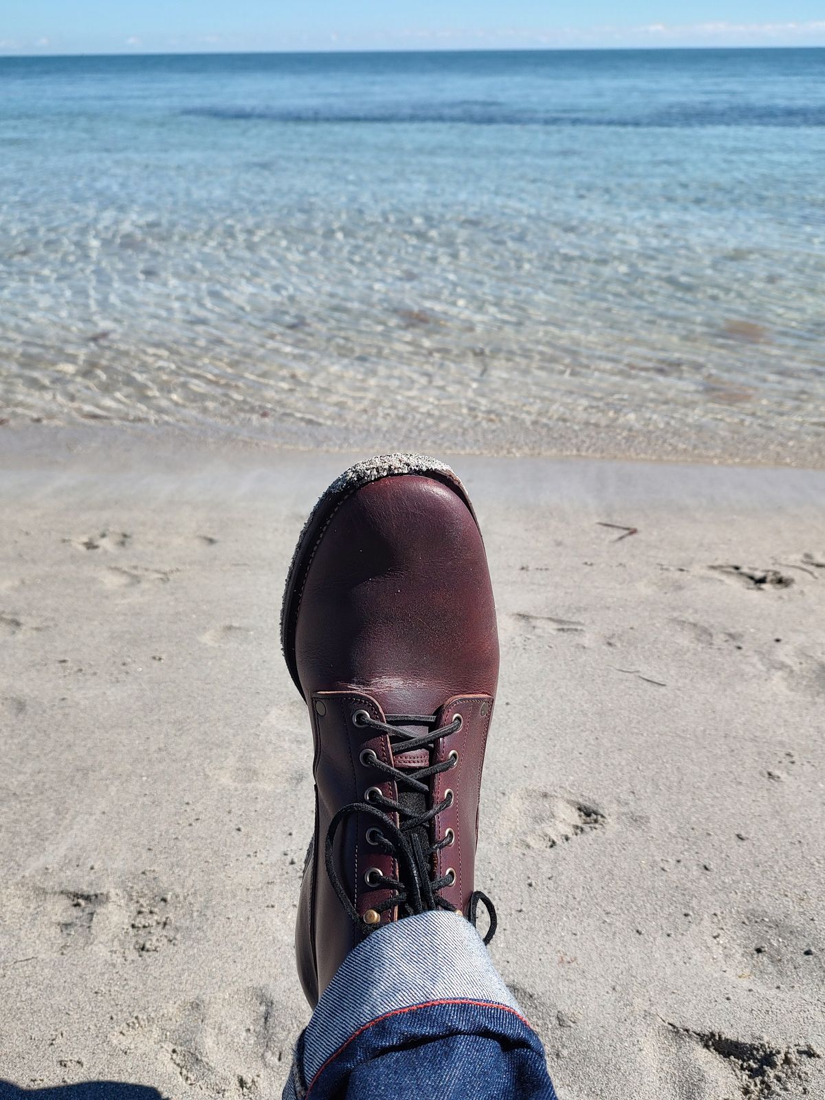 Photo by morosoleatherworks on January 3, 2026 of the NF Bootmaker Fritz Boot in Wickett & Craig Burgundy Burnt Harness.