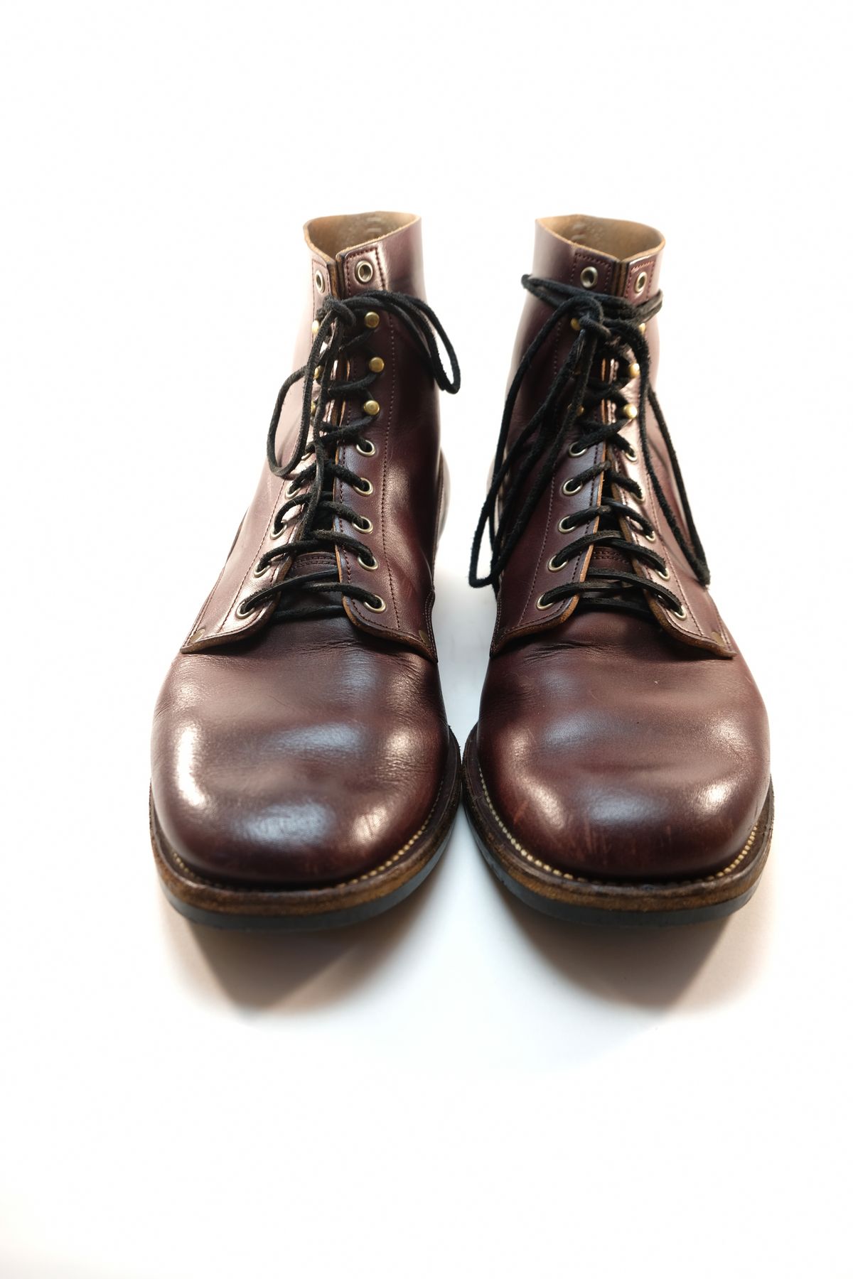 Photo by morosoleatherworks on April 4, 2026 of the NF Bootmaker Fritz Boot in Wickett & Craig Burgundy Burnt Harness.