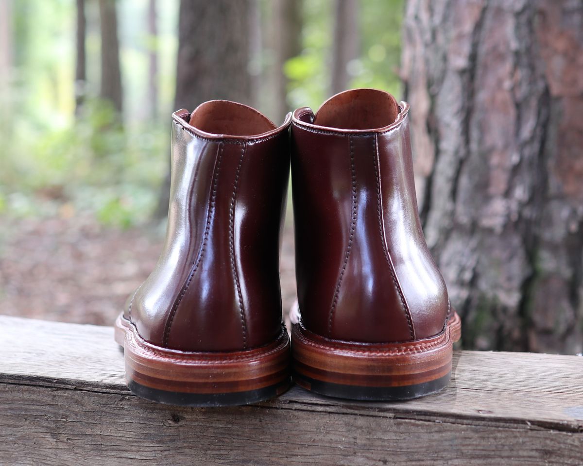 Photo by shaking.boots on October 3, 2024 of the Alden Plain Toe Boot in Horween Color 2 Shell Cordovan.