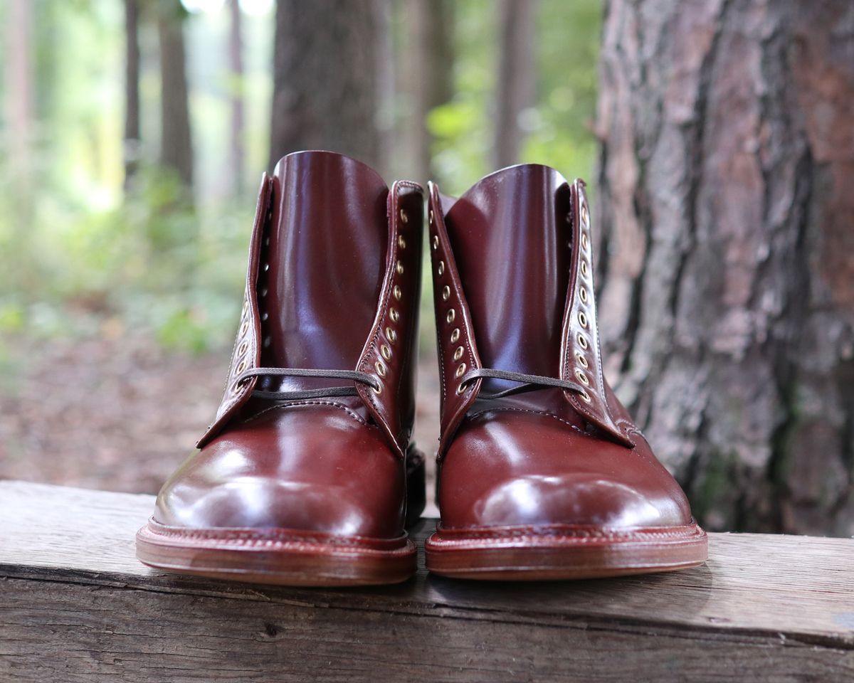 Photo by shaking.boots on October 3, 2024 of the Alden Plain Toe Boot in Horween Color 2 Shell Cordovan.