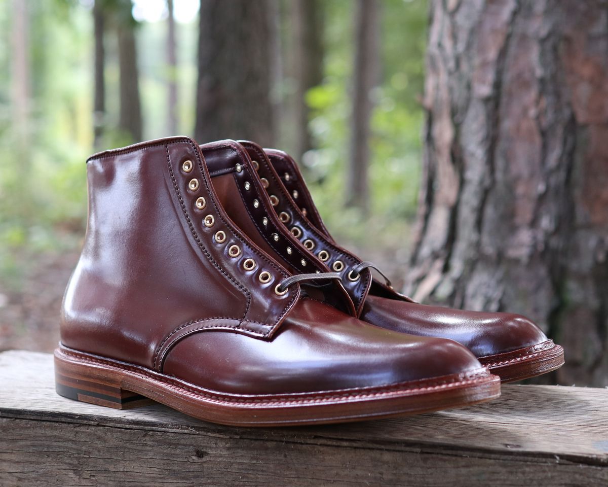 Photo by shaking.boots on October 3, 2024 of the Alden Plain Toe Boot in Horween Color 2 Shell Cordovan.