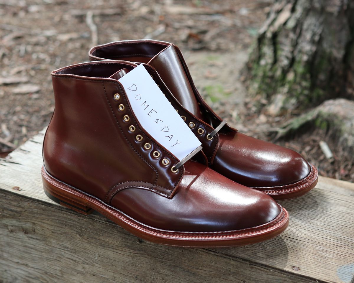 Photo by shaking.boots on October 3, 2024 of the Alden Plain Toe Boot in Horween Color 2 Shell Cordovan.