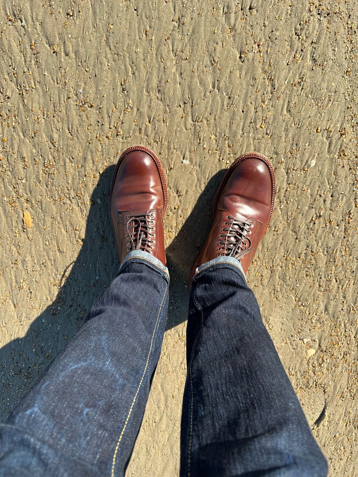 Photo by shaking.boots on October 9, 2024 of the Alden Plain Toe Boot in Horween Color 2 Shell Cordovan.