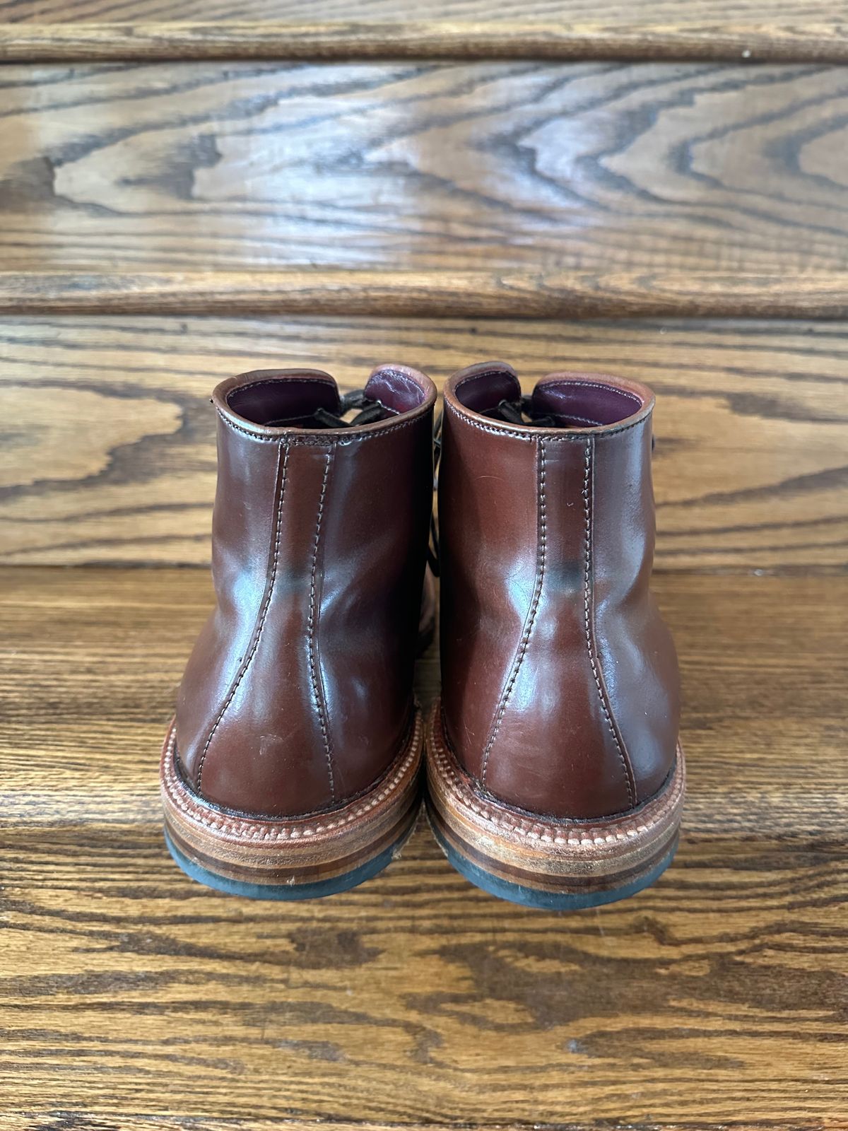 Photo by shaking.boots on December 5, 2024 of the Alden Plain Toe Boot in Horween Color 2 Shell Cordovan.