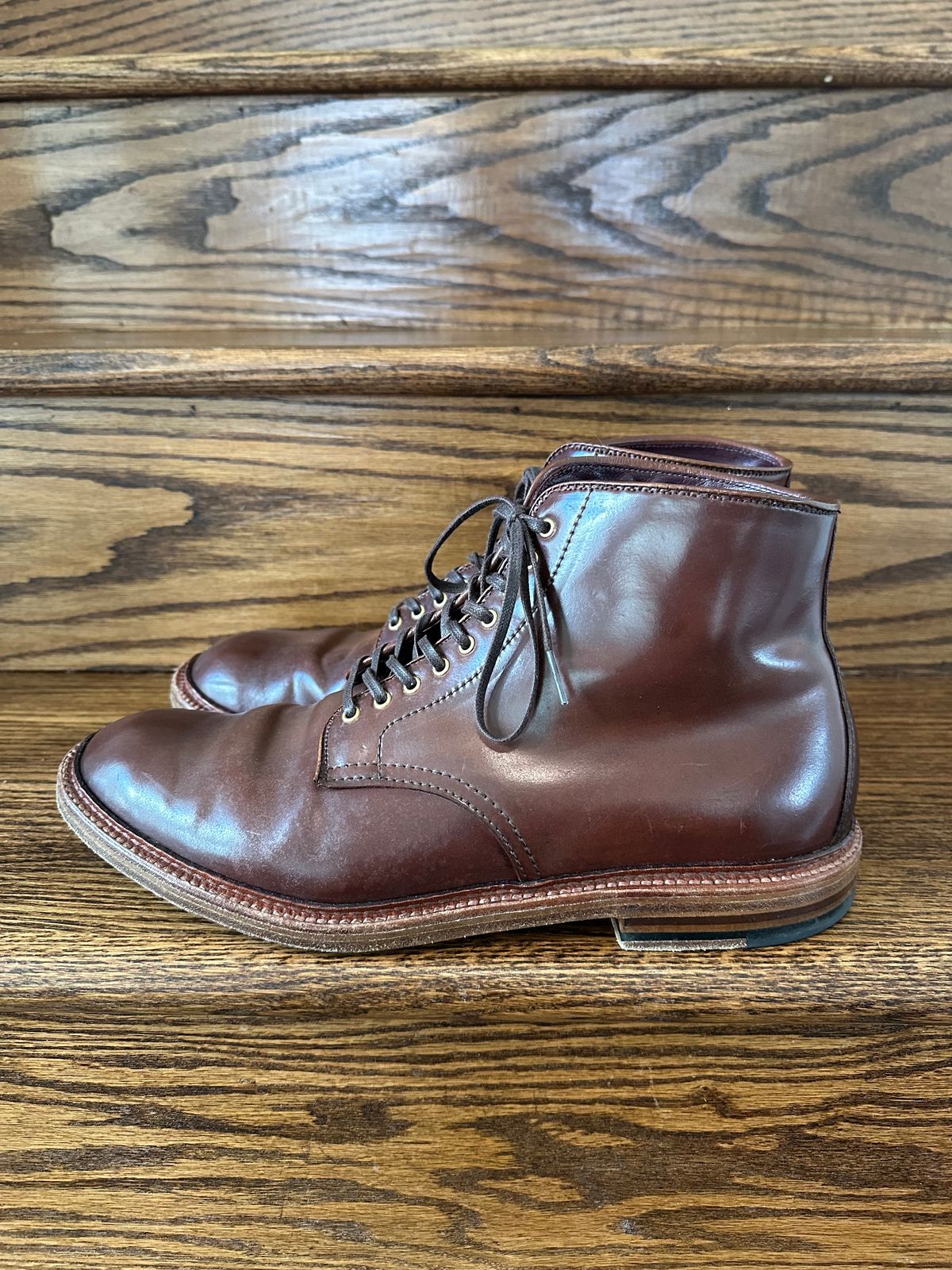 Photo by shaking.boots on December 5, 2024 of the Alden Plain Toe Boot in Horween Color 2 Shell Cordovan.