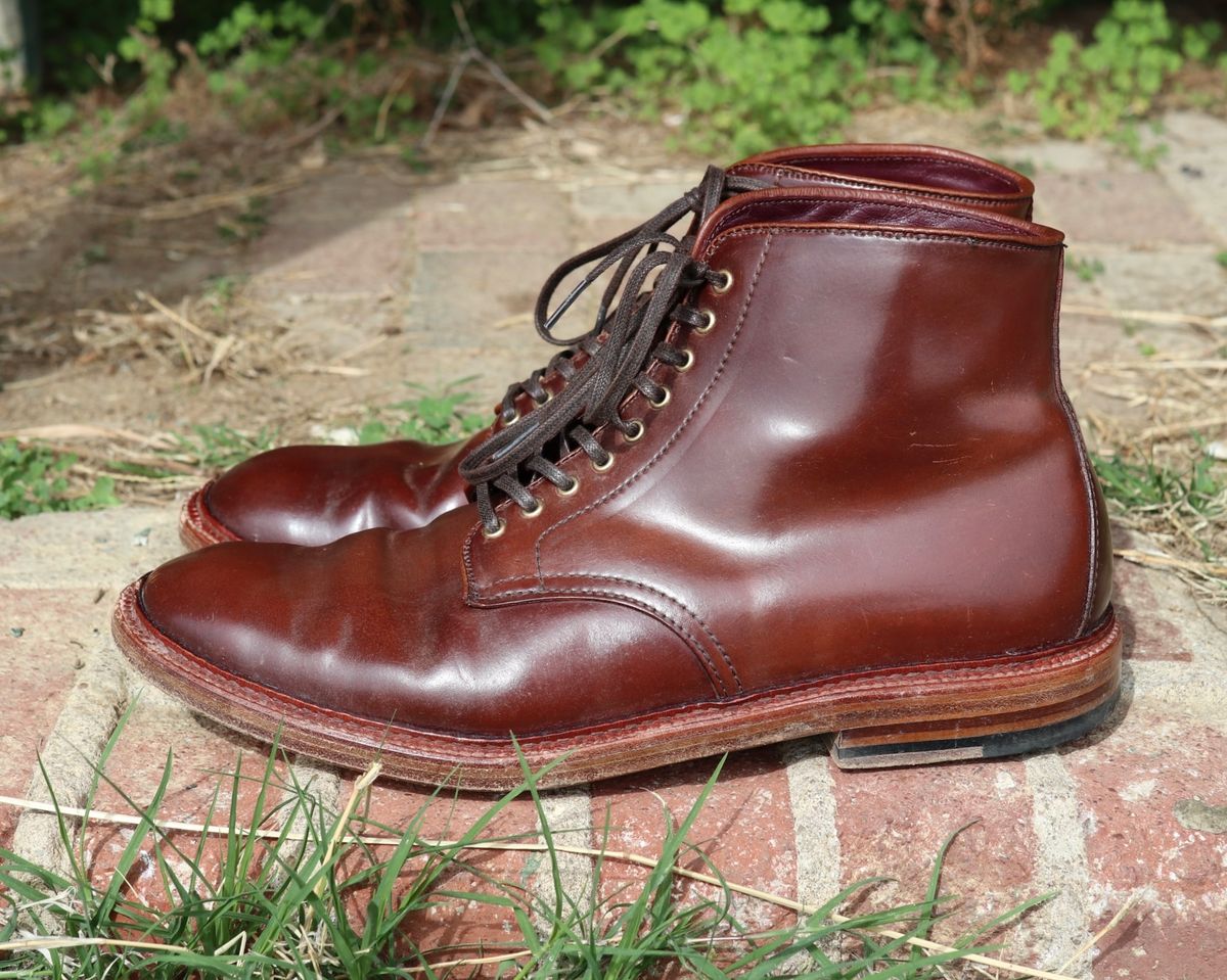 Photo by shaking.boots on April 5, 2025 of the Alden Plain Toe Boot in Horween Color 2 Shell Cordovan.