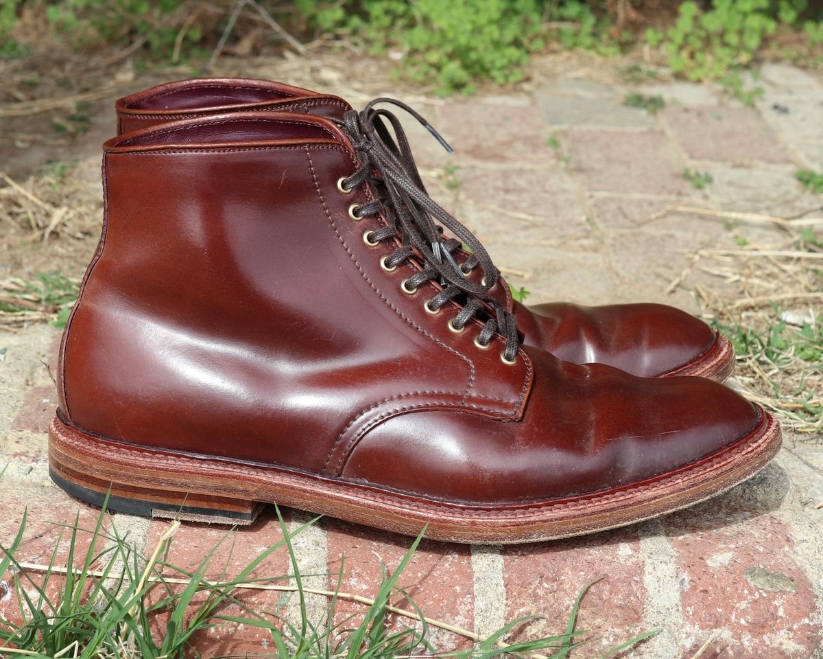 Photo by shaking.boots on April 5, 2025 of the Alden Plain Toe Boot in Horween Color 2 Shell Cordovan.
