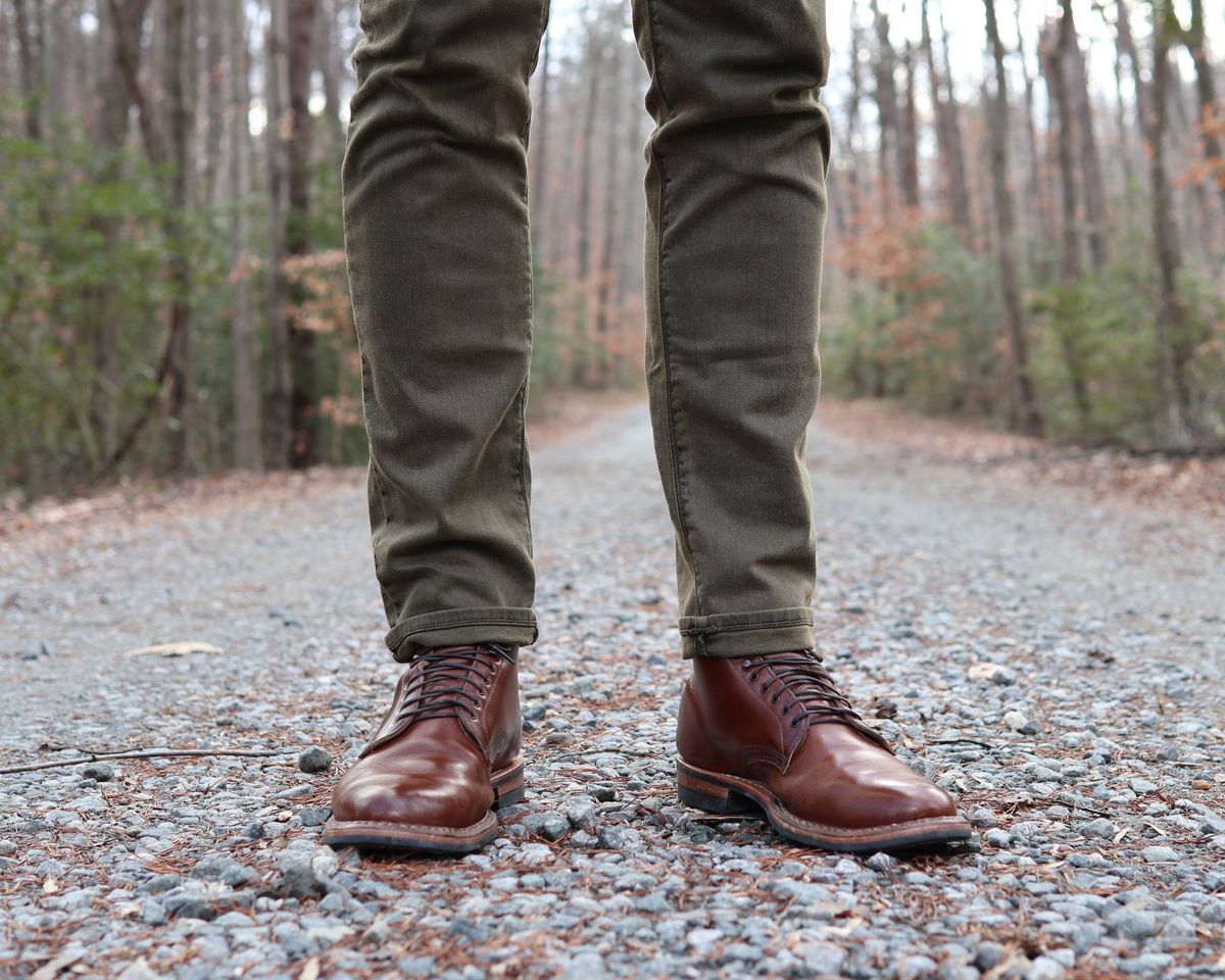 Photo by shaking.boots on January 5, 2023 of the White's Stevens (Plain Toe) in Horween British Tan Chromexcel.