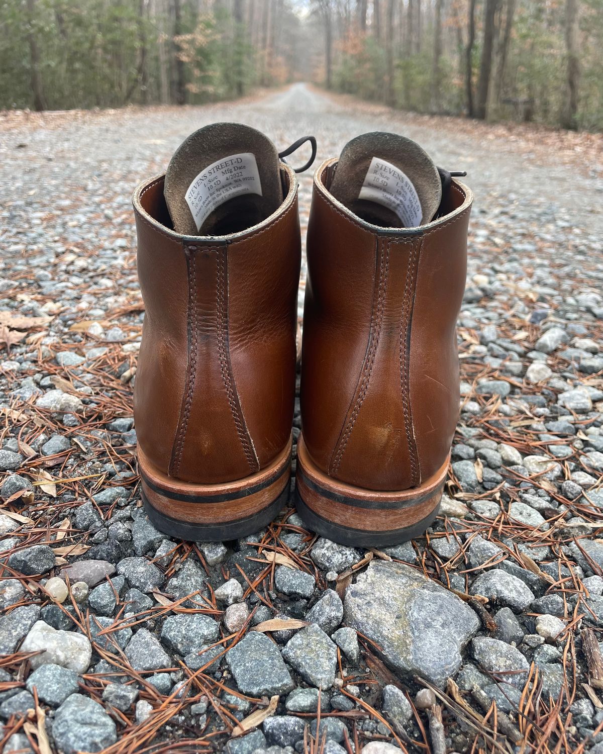 Photo by shaking.boots on January 5, 2023 of the White's Stevens (Plain Toe) in Horween British Tan Chromexcel.