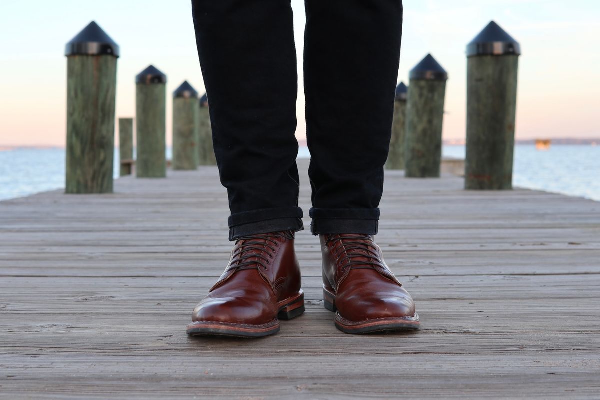 Photo by shaking.boots on February 3, 2023 of the White's Stevens (Plain Toe) in Horween British Tan Chromexcel.