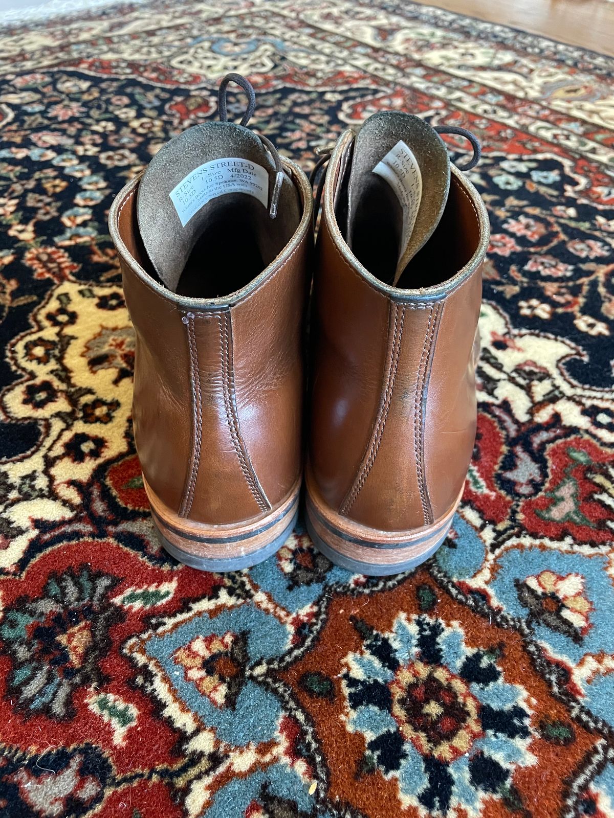 Photo by shaking.boots on March 4, 2023 of the White's Stevens (Plain Toe) in Horween British Tan Chromexcel.