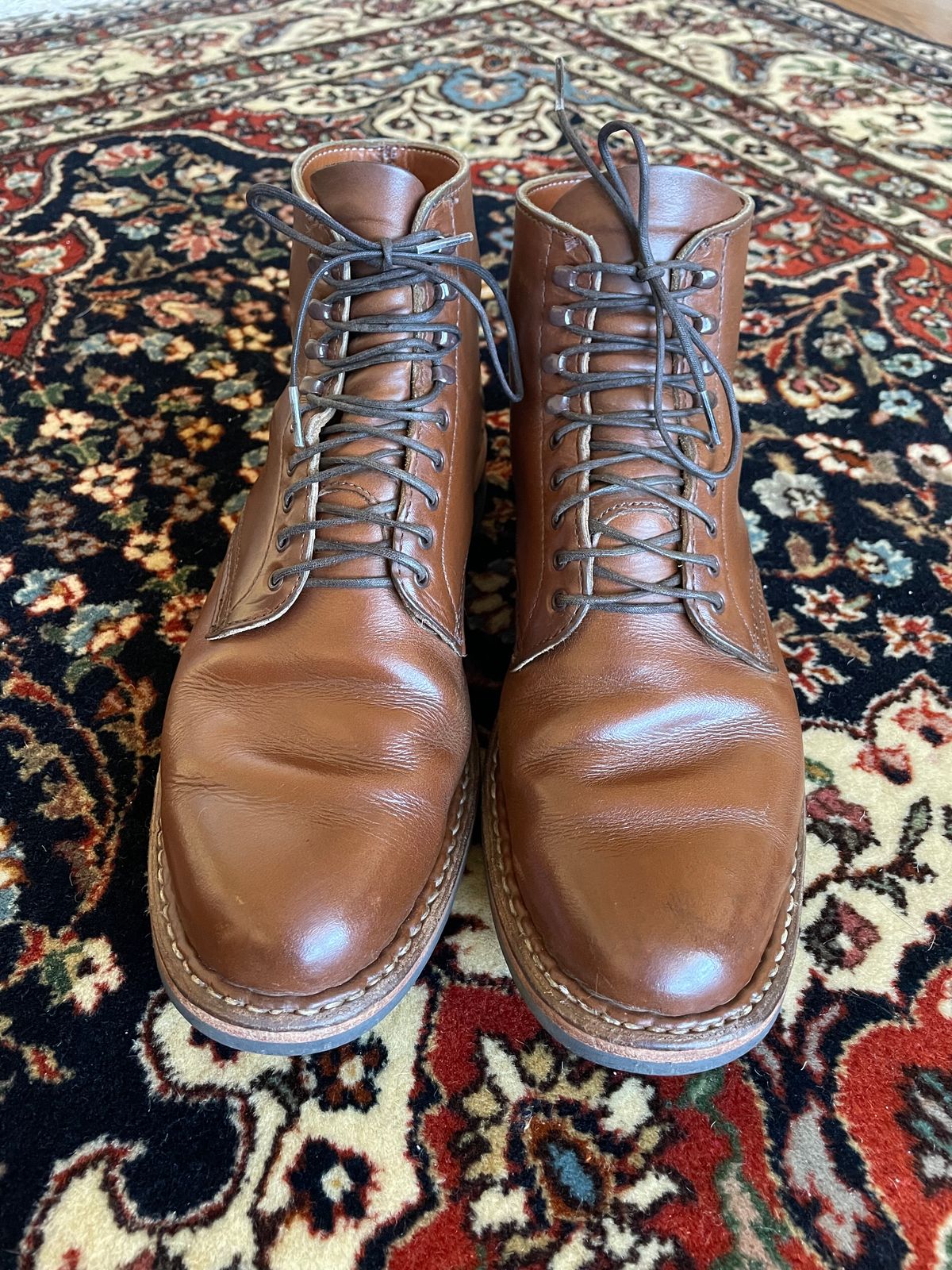 Photo by shaking.boots on March 4, 2023 of the White's Stevens (Plain Toe) in Horween British Tan Chromexcel.