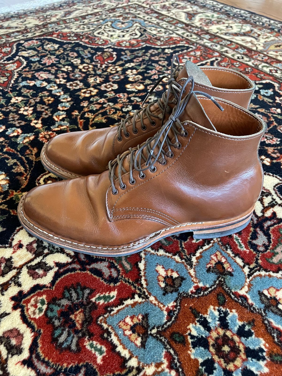 Photo by shaking.boots on March 4, 2023 of the White's Stevens (Plain Toe) in Horween British Tan Chromexcel.