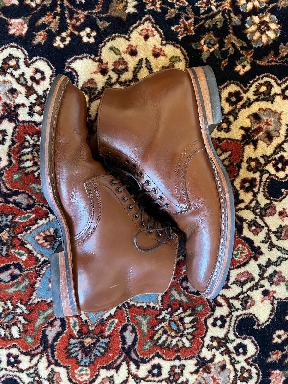 Photo by shaking.boots on March 4, 2023 of the White's Stevens (Plain Toe) in Horween British Tan Chromexcel.