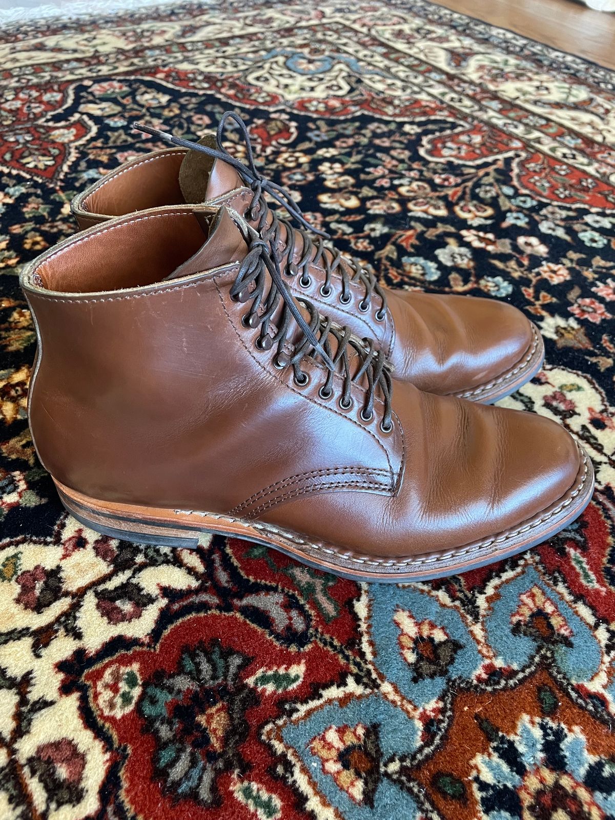 Photo by shaking.boots on March 4, 2023 of the White's Stevens (Plain Toe) in Horween British Tan Chromexcel.