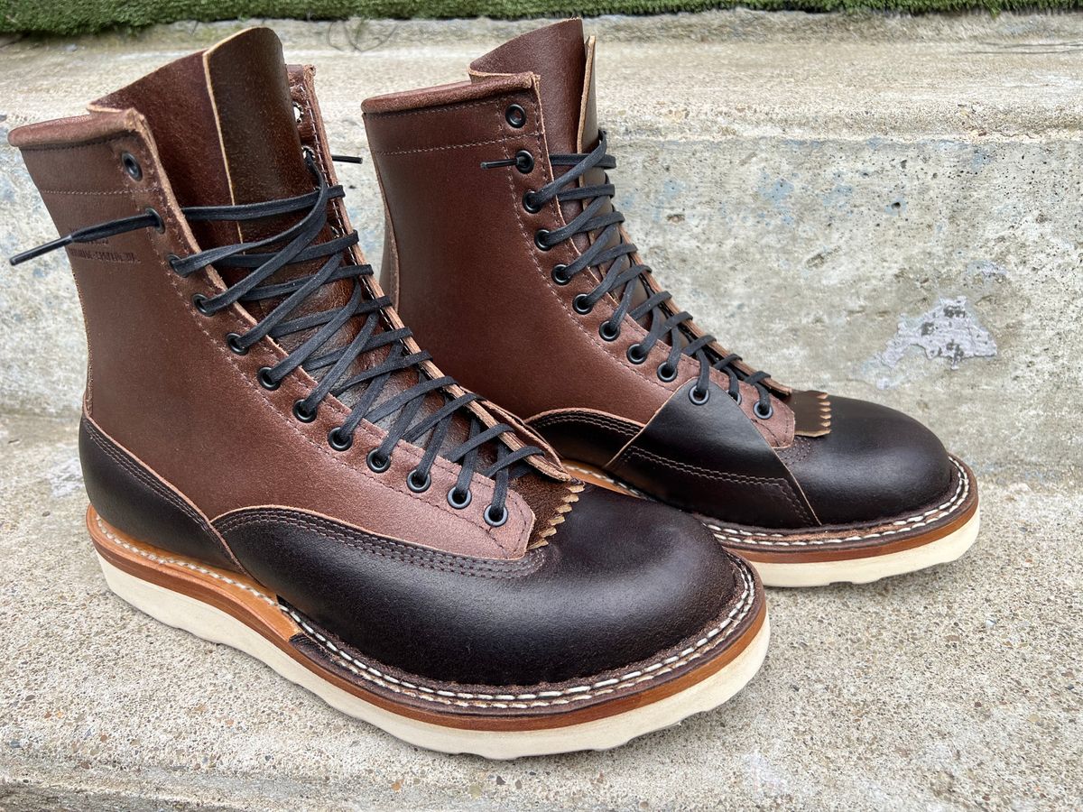 Photo by righturnclyde on June 10, 2024 of the White's Bounty Hunter in Horween Dark Brown Waxed Flesh & Horween Natural Waxed Flesh.