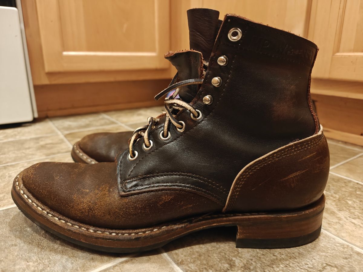 Photo by pancake_32 on December 6, 2025 of the White's MP-M1 in Seidel Brown Dress & Horween Cinnamon Waxed Flesh.