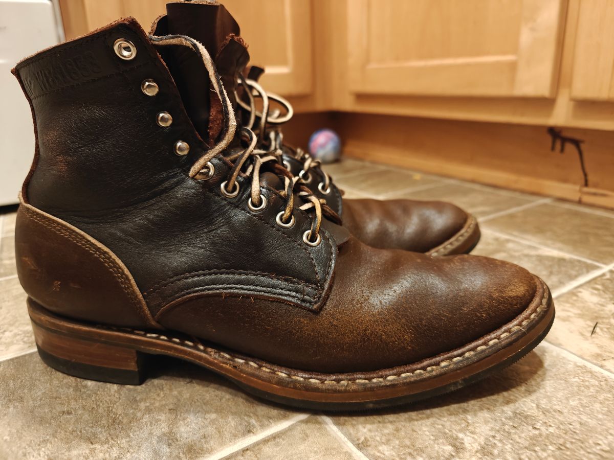 Photo by pancake_32 on December 6, 2025 of the White's MP-M1 in Seidel Brown Dress & Horween Cinnamon Waxed Flesh.