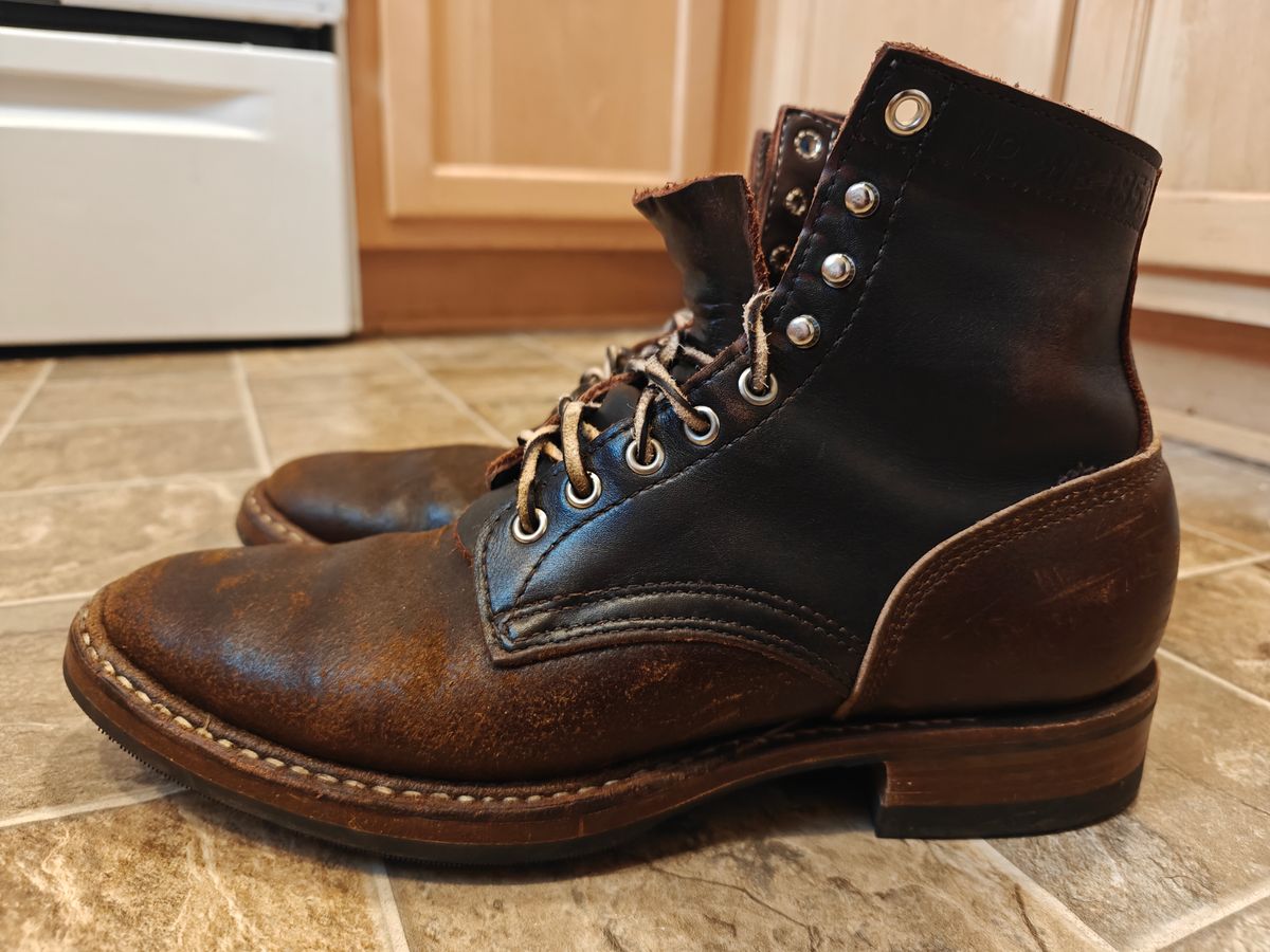 Photo by pancake_32 on January 4, 2026 of the White's MP-M1 in Seidel Brown Dress & Horween Cinnamon Waxed Flesh.