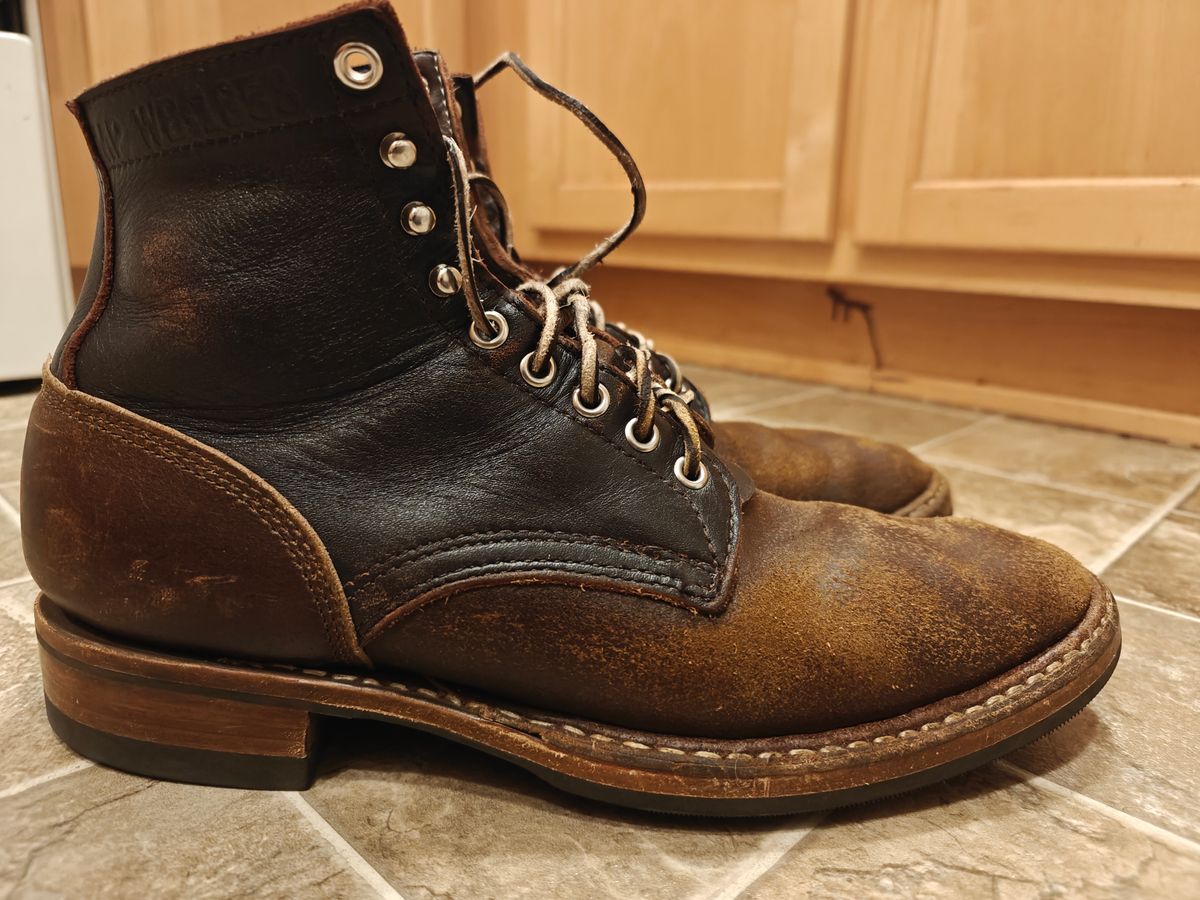 Photo by pancake_32 on February 6, 2026 of the White's MP-M1 in Seidel Brown Dress & Horween Cinnamon Waxed Flesh.