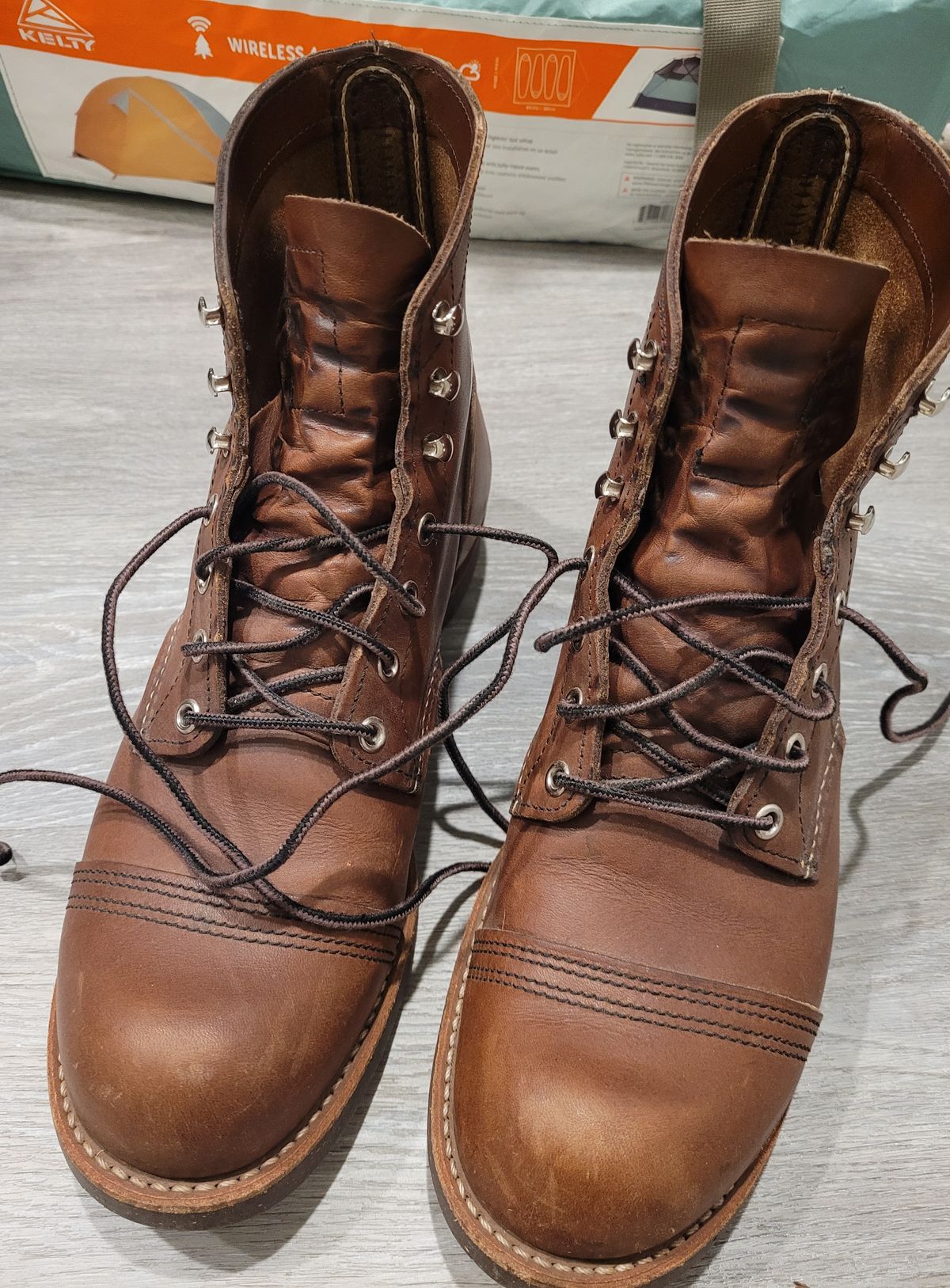 Photo by quantum_quetzal on July 7, 2022 of the Red Wing Iron Ranger in S.B. Foot Amber Harness.