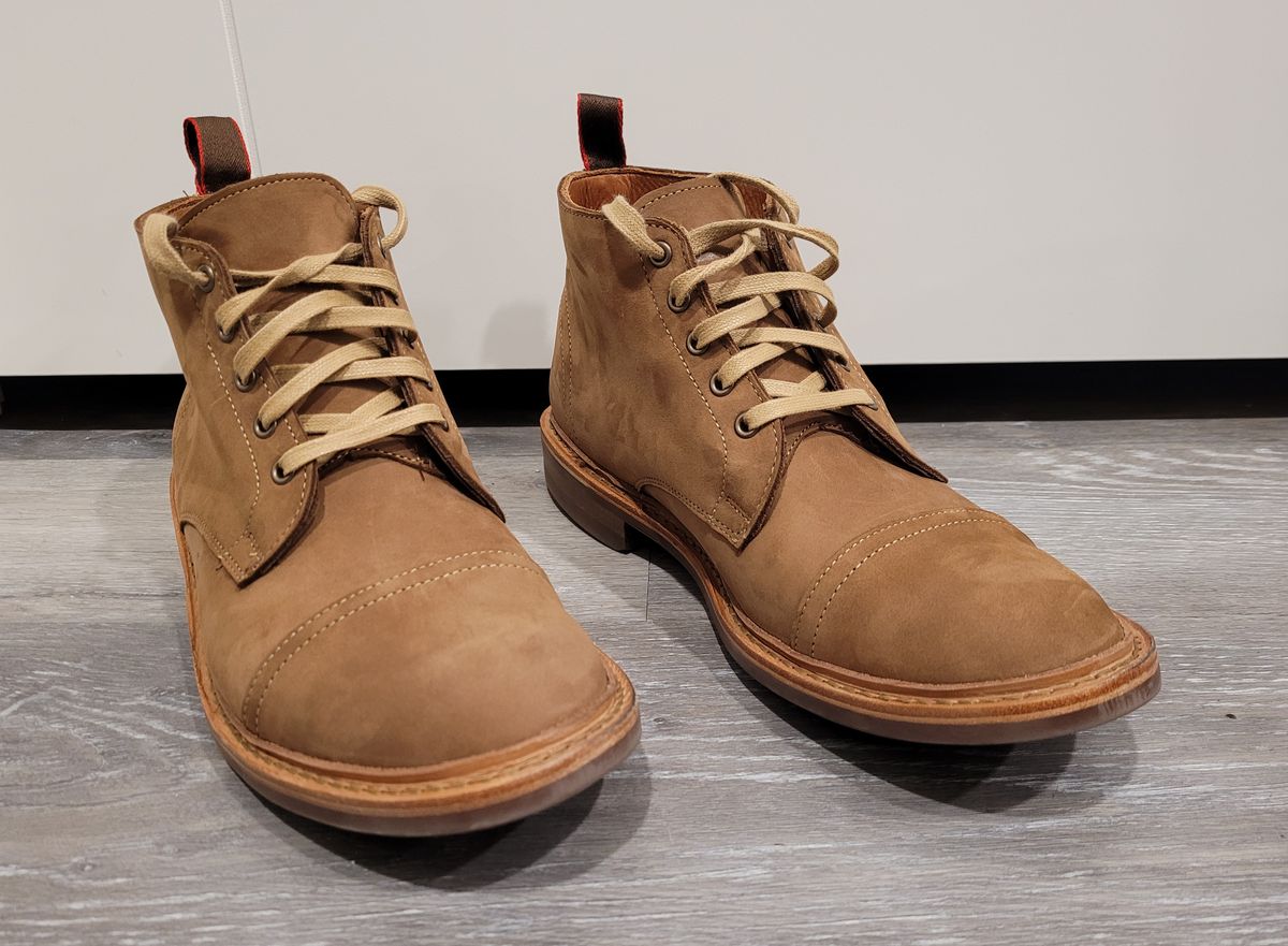 Photo by quantum_quetzal on October 25, 2022 of the Allen Edmonds Patton Cap-Toe Boot in Tan Suede.