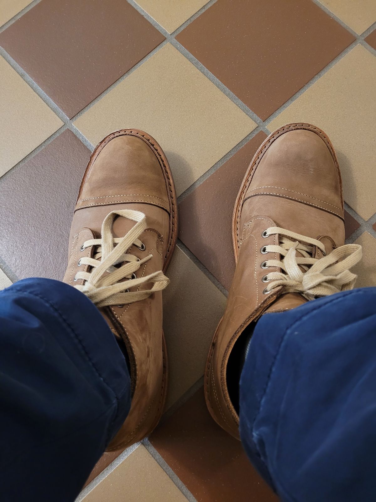 Photo by quantum_quetzal on September 20, 2024 of the Allen Edmonds Patton Cap-Toe Boot in Tan Suede.