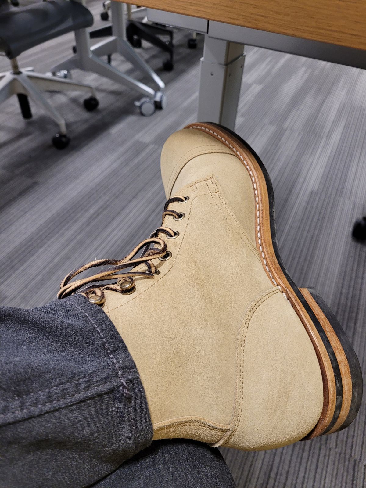 Photo by quantum_quetzal on November 2, 2023 of the Truman Service Boot in Tasman Leather Group Coyote Roughout.