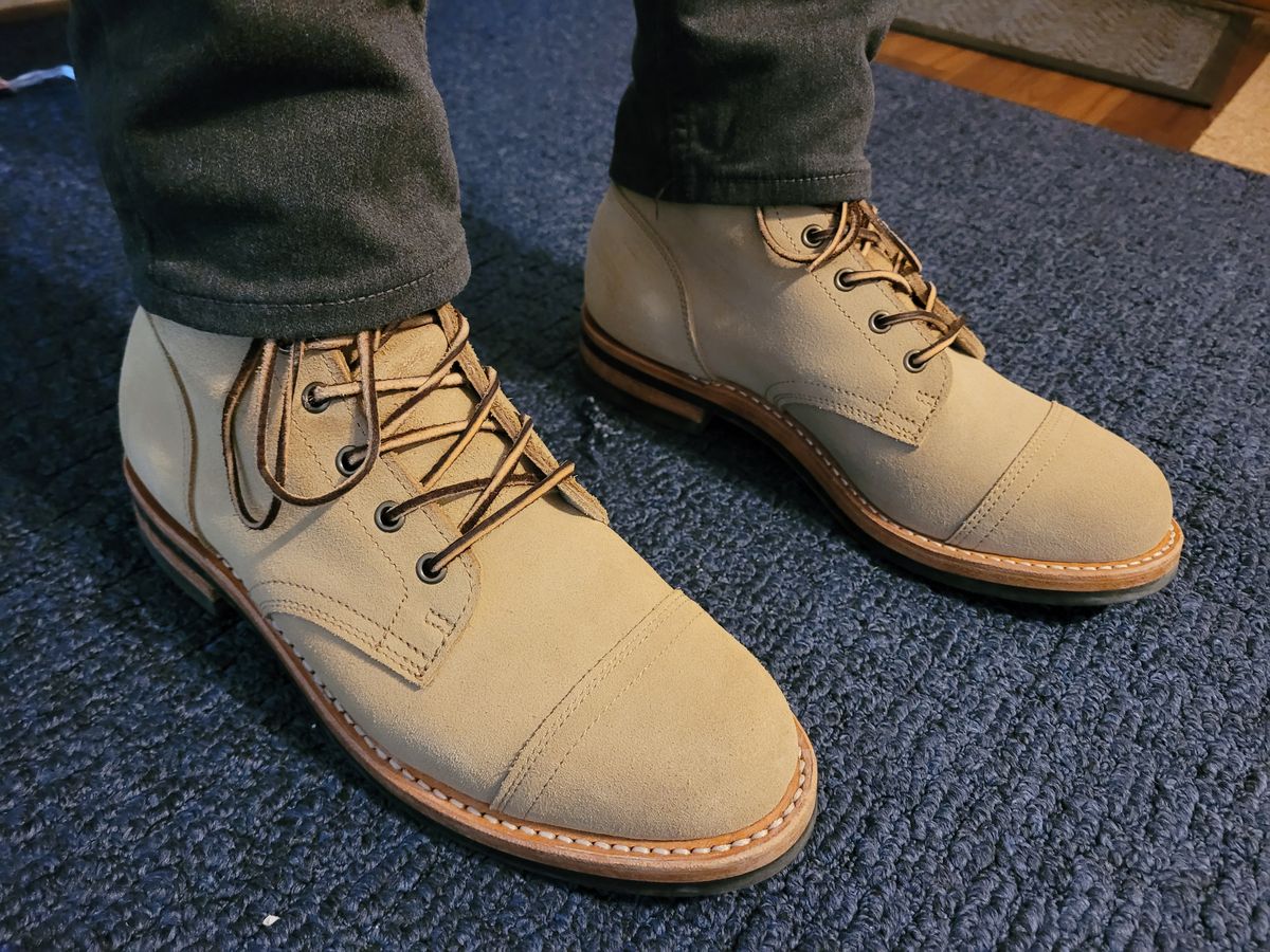 Photo by quantum_quetzal on October 7, 2024 of the Truman Service Boot in Tasman Leather Group Coyote Roughout.