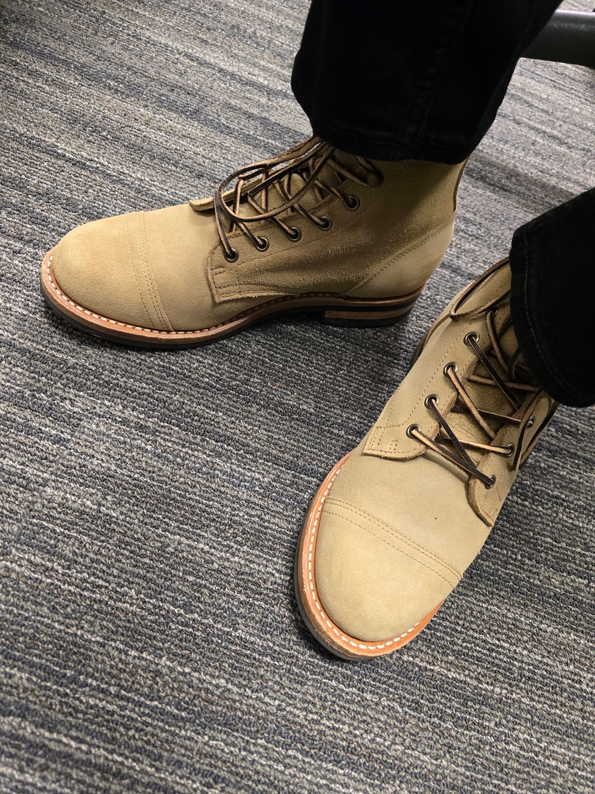 Photo by quantum_quetzal on April 8, 2026 of the Truman Service Boot in Tasman Leather Group Coyote Roughout.