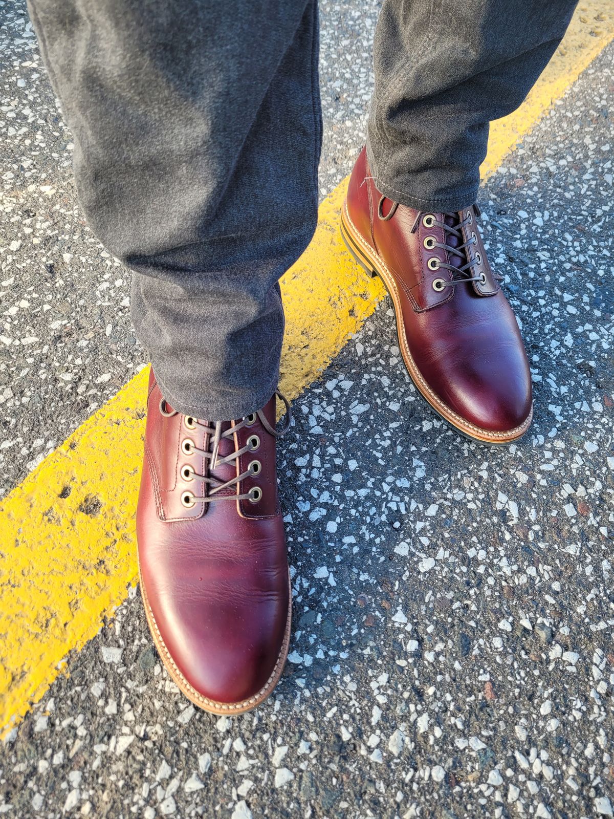 Photo by quantum_quetzal on September 29, 2024 of the Grant Stone Diesel Boot in Horween Color 8 Chromexcel.