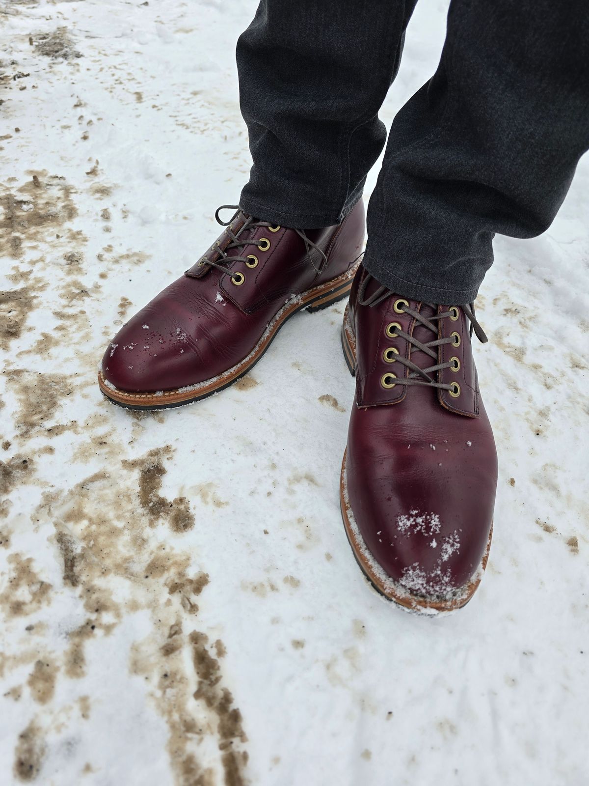 Photo by quantum_quetzal on December 21, 2024 of the Grant Stone Diesel Boot in Horween Color 8 Chromexcel.