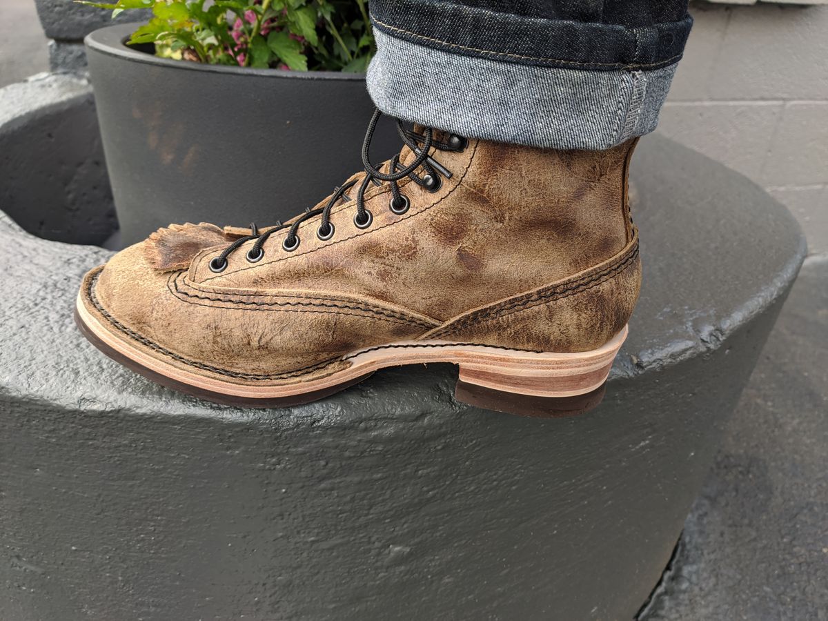 Photo by Coop on November 10, 2024 of the Wesco Jobmaster in C.F. Stead Teak Waxy Mohawk.