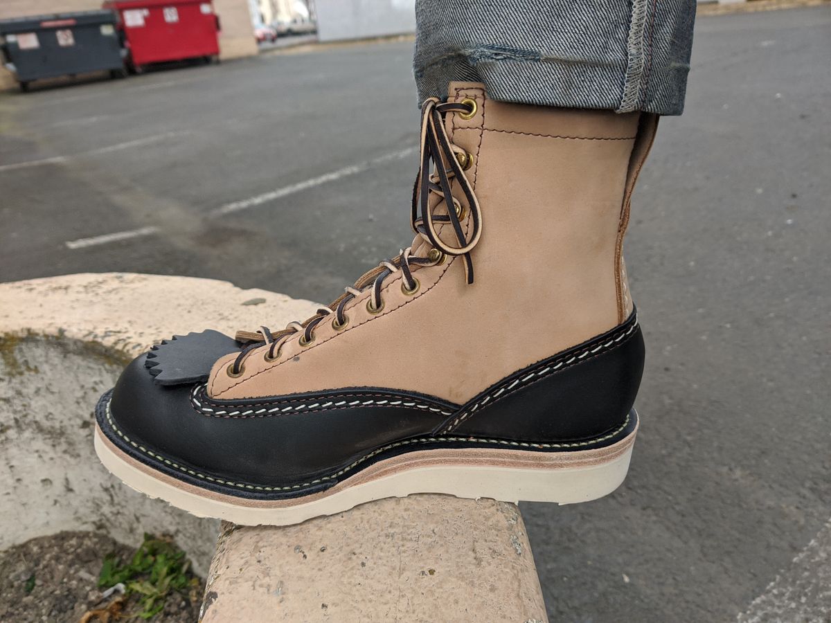 Photo by Coop on April 13, 2024 of the Wesco Jobmaster in Seidel Black Oil Tan & Seidel Burlap.