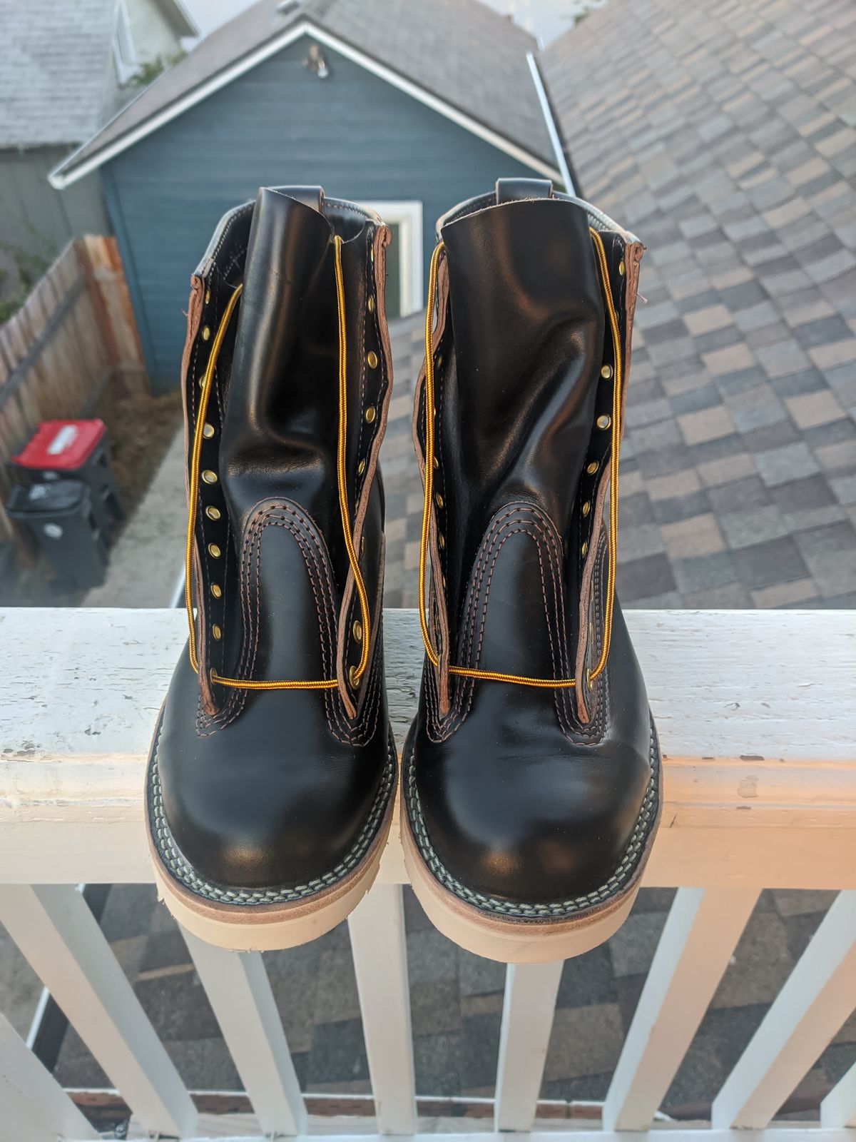 Photo by Coop on October 6, 2023 of the Wesco Jobmaster in Horween Black Chromexcel Horsehide.
