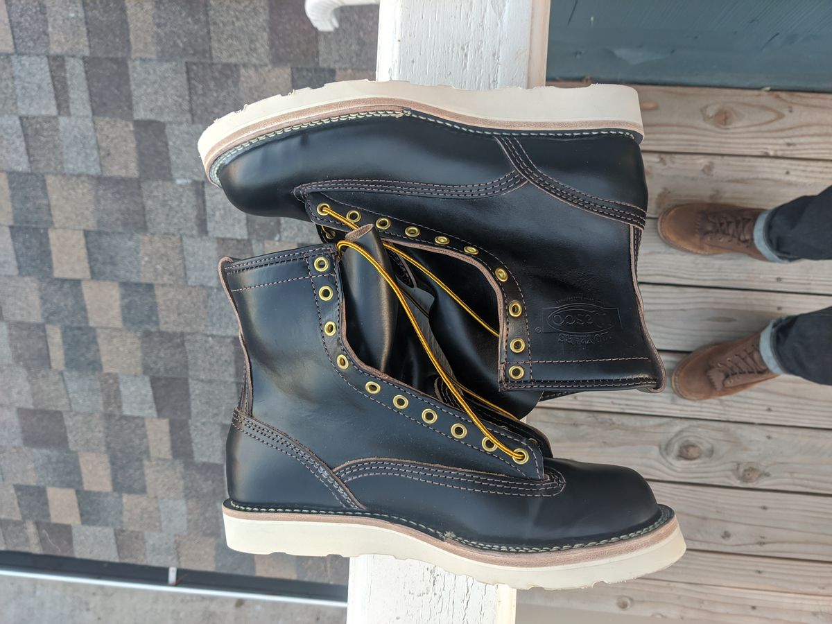 Photo by Coop on October 6, 2023 of the Wesco Jobmaster in Horween Black Chromexcel Horsehide.