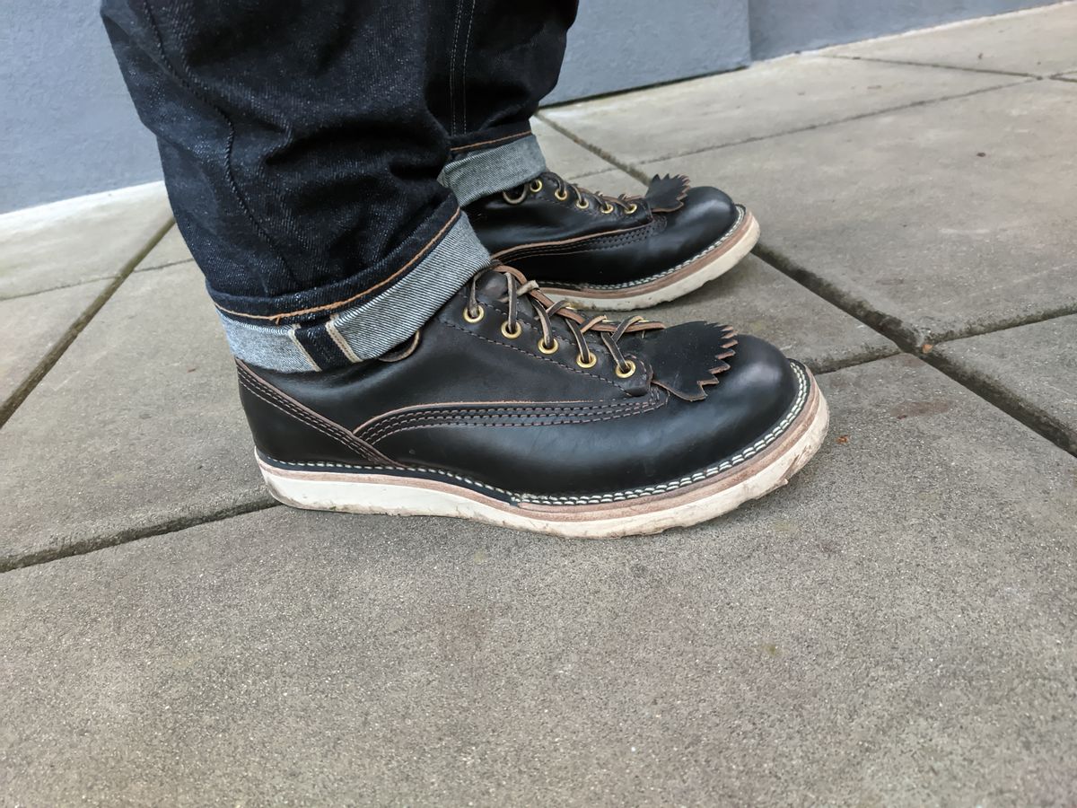 Photo by Coop on October 17, 2023 of the Wesco Jobmaster in Horween Black Chromexcel Horsehide.