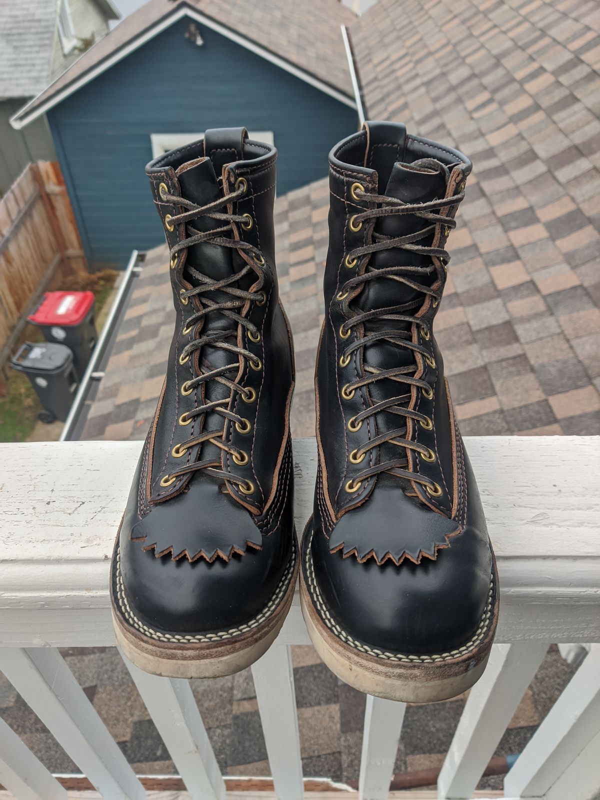 Photo by Coop on November 4, 2023 of the Wesco Jobmaster in Horween Black Chromexcel Horsehide.