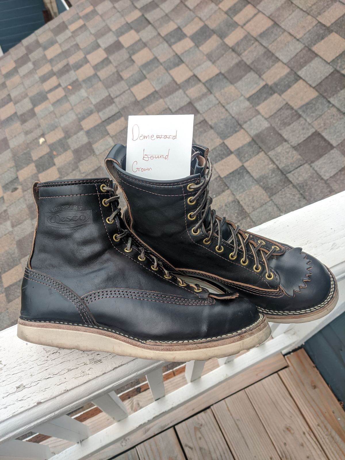 Photo by Coop on November 4, 2023 of the Wesco Jobmaster in Horween Black Chromexcel Horsehide.