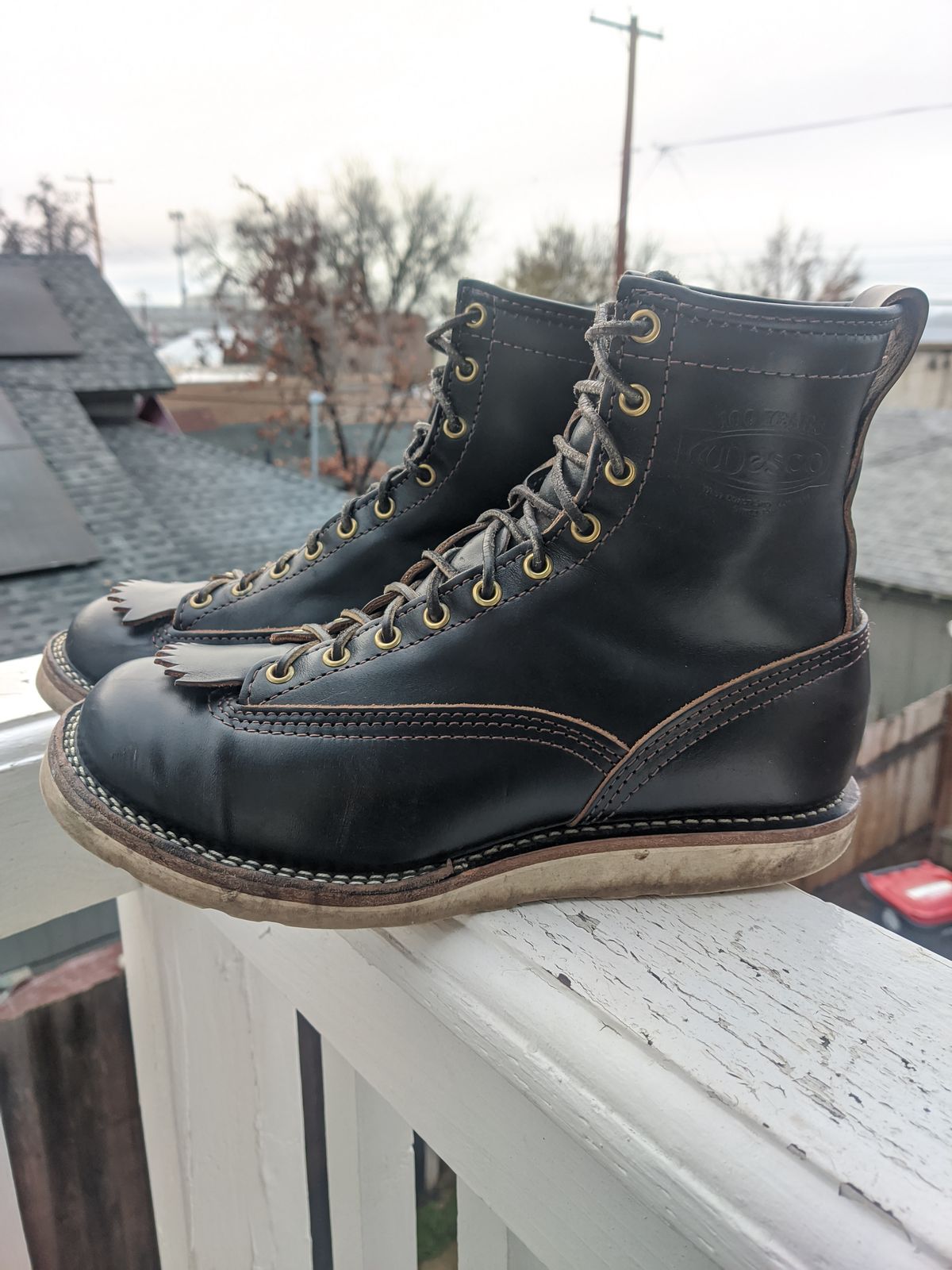 Photo by Coop on December 3, 2023 of the Wesco Jobmaster in Horween Black Chromexcel Horsehide.