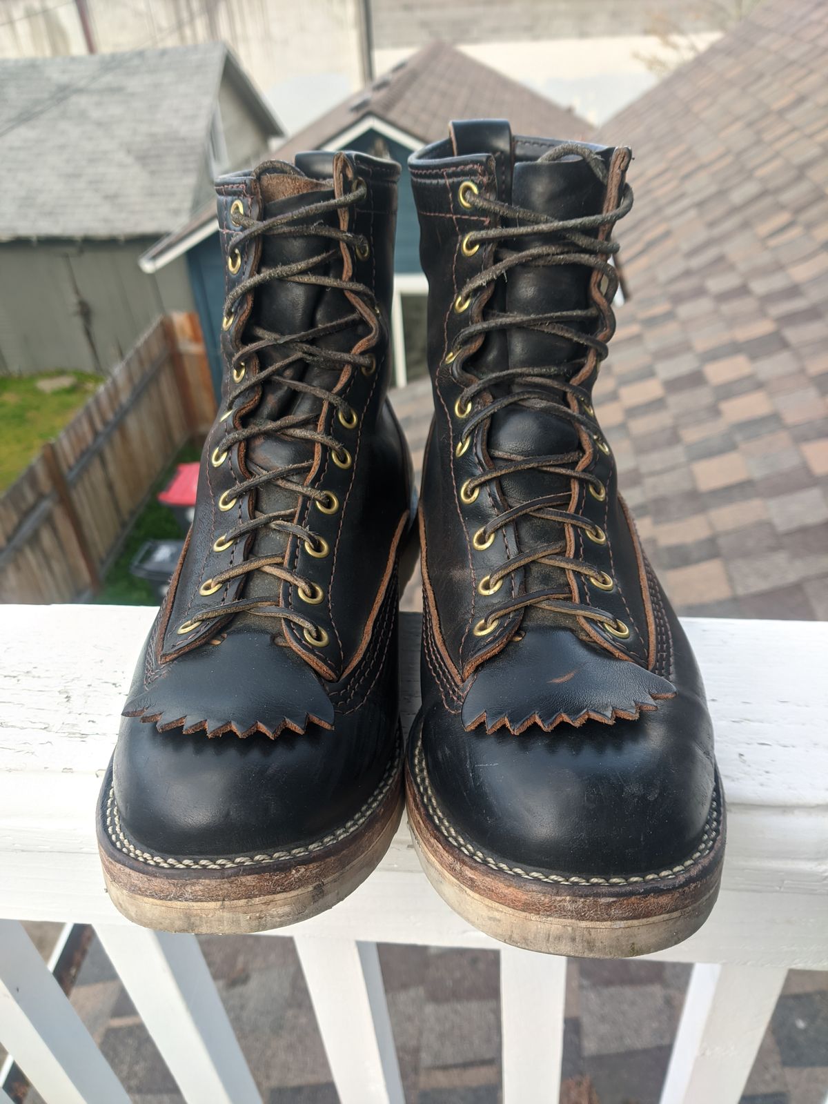 Photo by Coop on April 5, 2024 of the Wesco Jobmaster in Horween Black Chromexcel Horsehide.