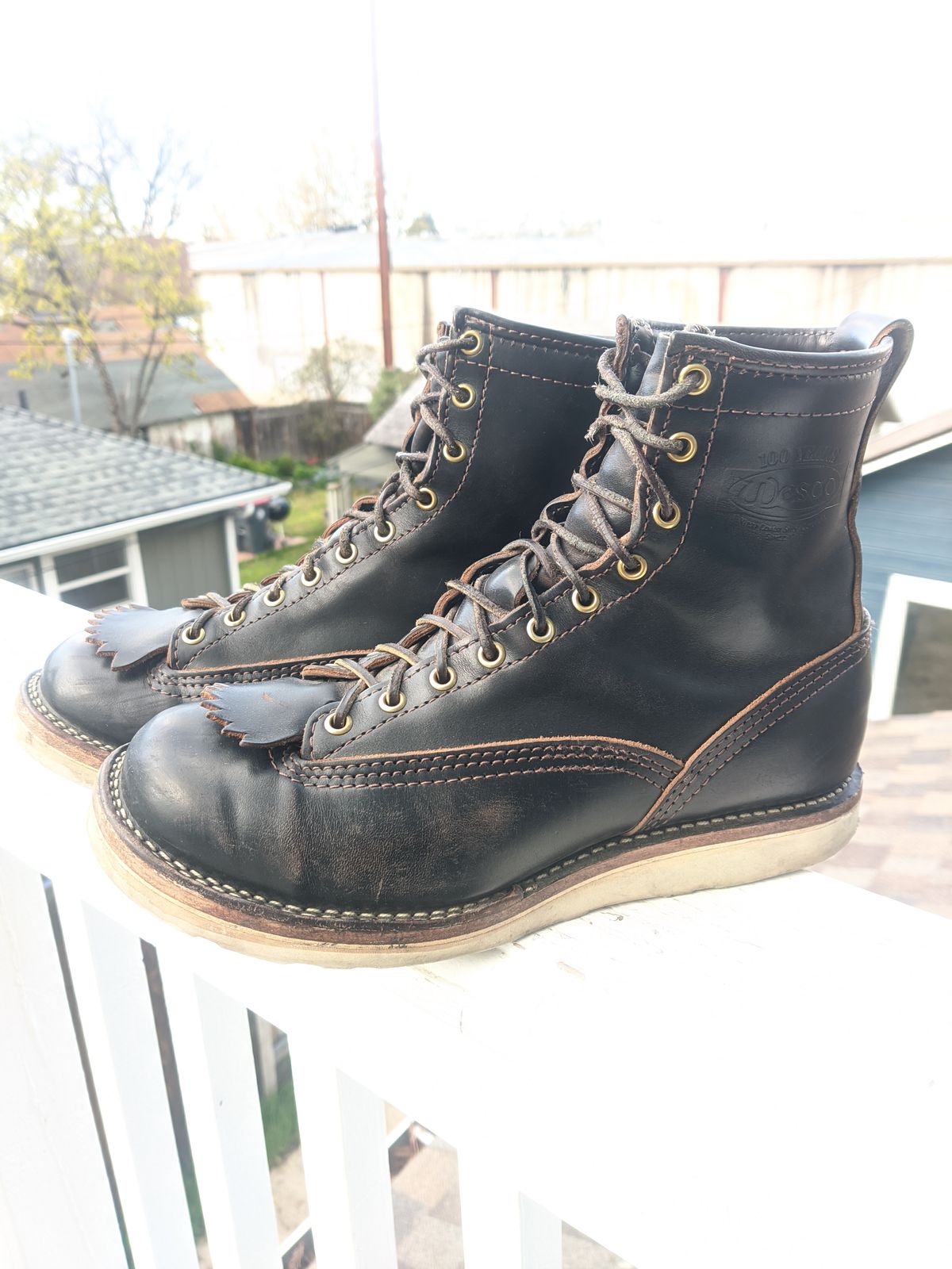 Photo by Coop on April 5, 2024 of the Wesco Jobmaster in Horween Black Chromexcel Horsehide.