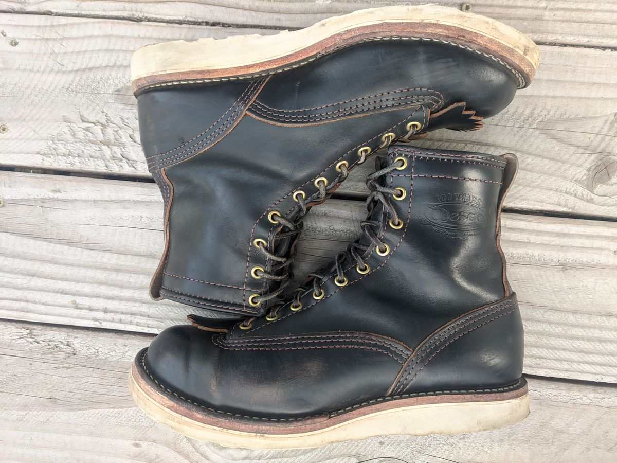 Photo by Coop on April 5, 2024 of the Wesco Jobmaster in Horween Black Chromexcel Horsehide.