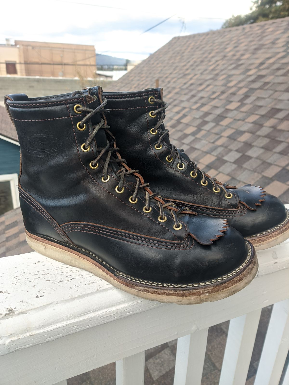 Photo by Coop on April 5, 2024 of the Wesco Jobmaster in Horween Black Chromexcel Horsehide.