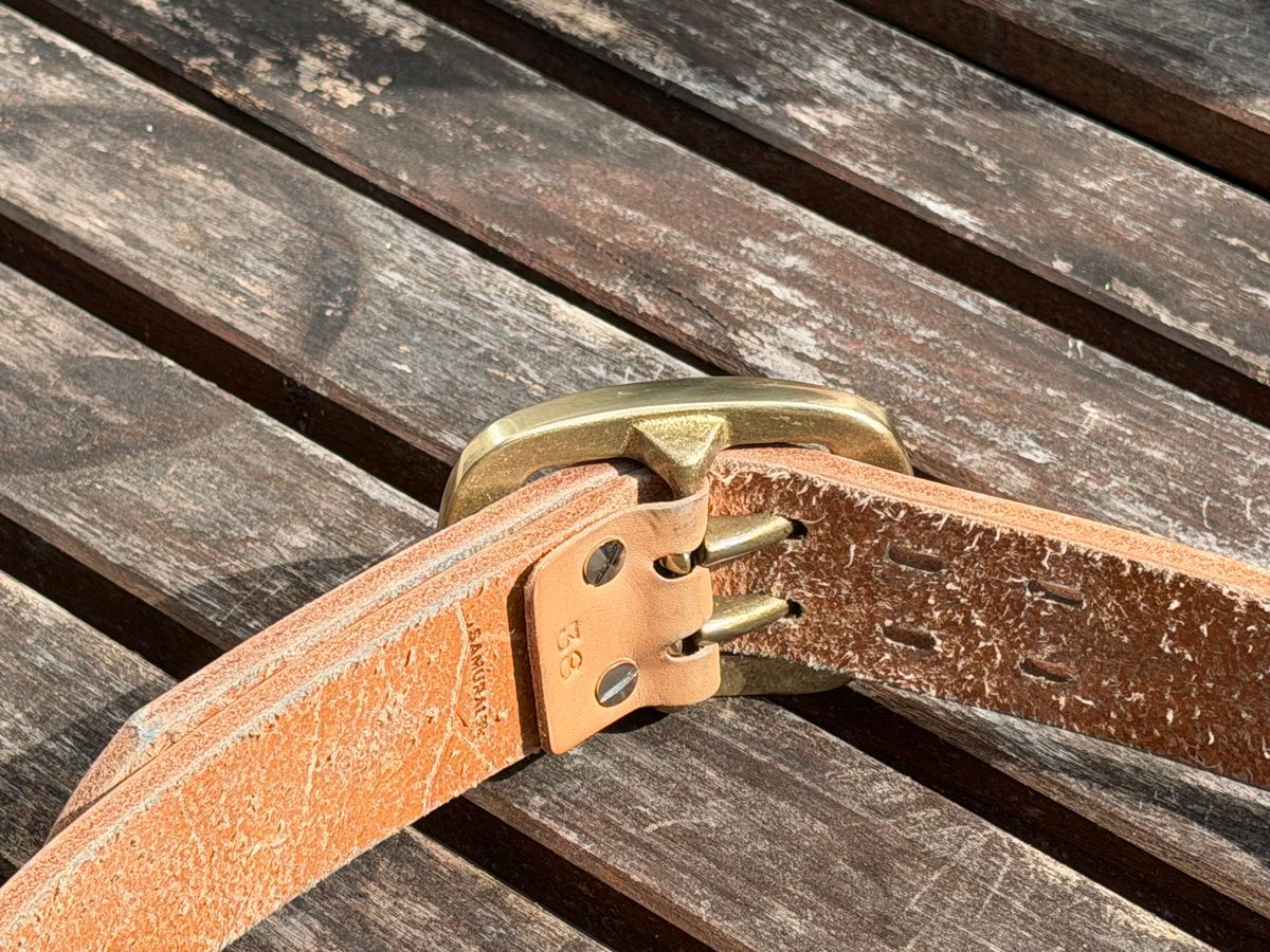 Photo by mwanni on October 7, 2025 of the Samurai Jeans W001-WP in US Steerhide (Natural).