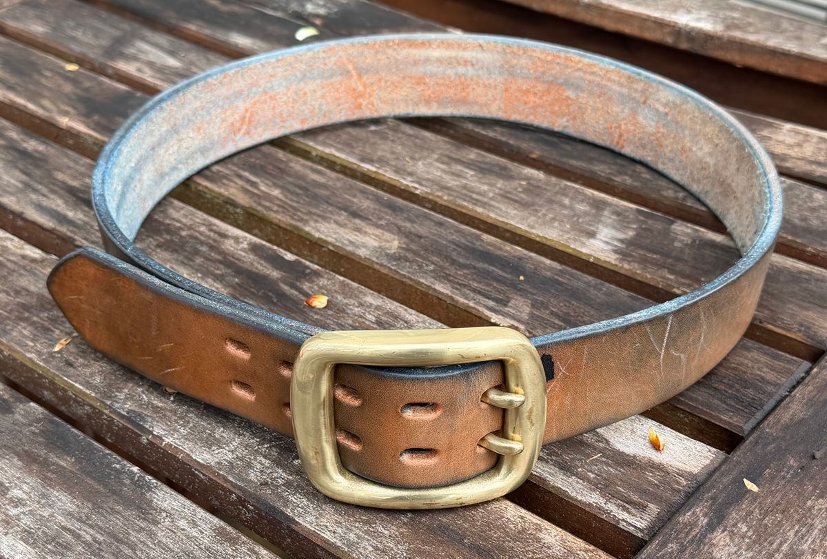 Photo by mwanni on April 5, 2026 of the Samurai Jeans W001-WP in US Steerhide (Natural).