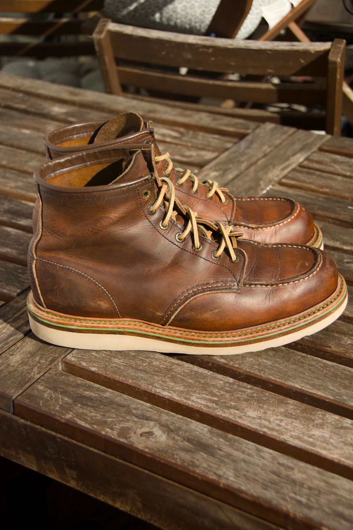 Photo by mwanni on October 3, 2025 of the Red Wing 6-Inch Classic Moc in S.B. Foot Copper Rough and Tough.